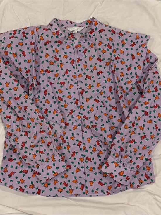 & Other Stories Tops - Paris Atelier Other Stories Lavender Shirt with Red & Orange lamb Print